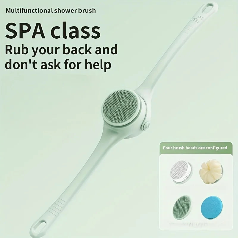Hot Selling USB Electric Long Handle Silicone Bath Brush Electric Rotating Body Shower Cleaner Brush for Body with 4 Brush Heads
