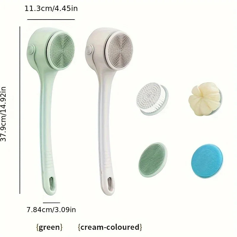 Hot Selling USB Electric Long Handle Silicone Bath Brush Electric Rotating Body Shower Cleaner Brush for Body with 4 Brush Heads
